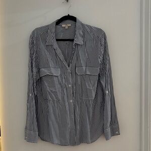 Como Vintage Navy and White Striped Blouse